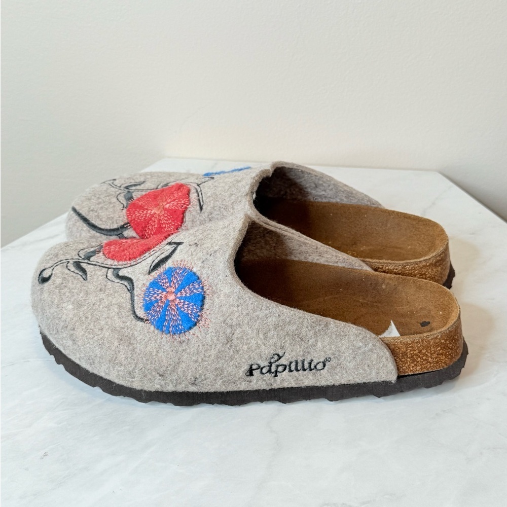 🔥Papillo by Birkenstock Embroidered Gray Slippers with Floral Design🔥 - Picture 4 of 5